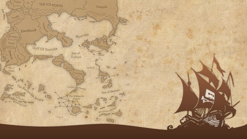 Pirate Ship on Map — Brown, Adventurous, Illustration