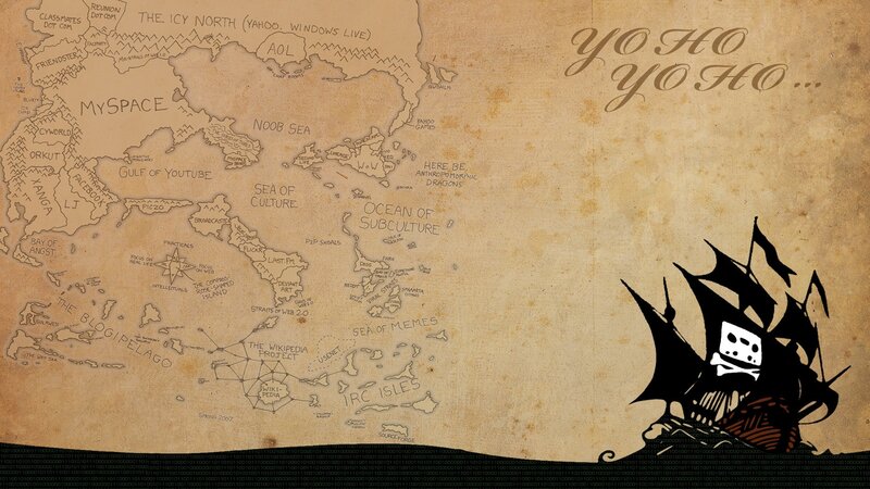 Pirate Ship on Map — Brown, Humorous