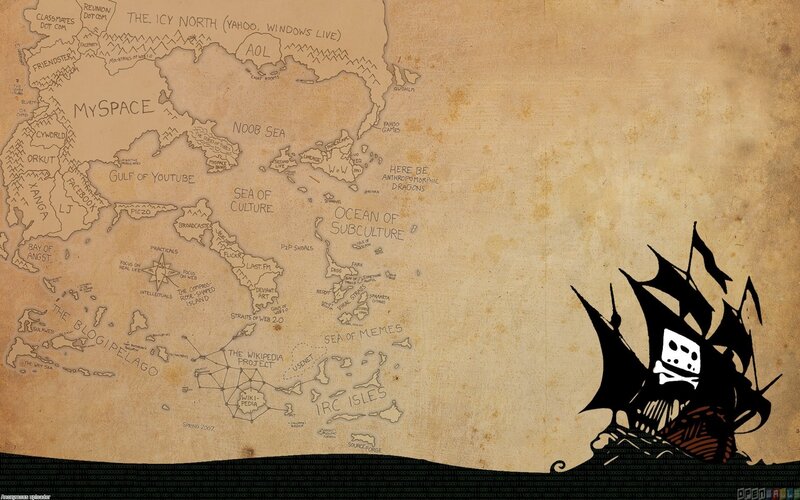 Pirate Ship on Map — Brown