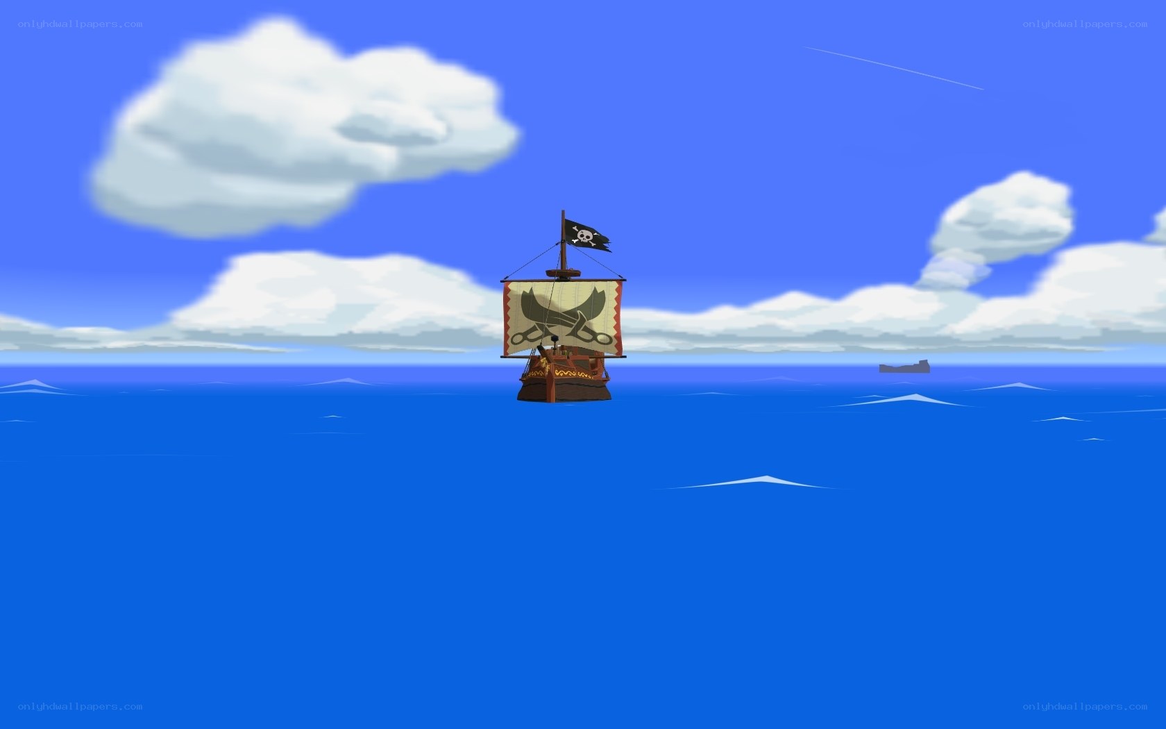 Pirate ship on the ocean