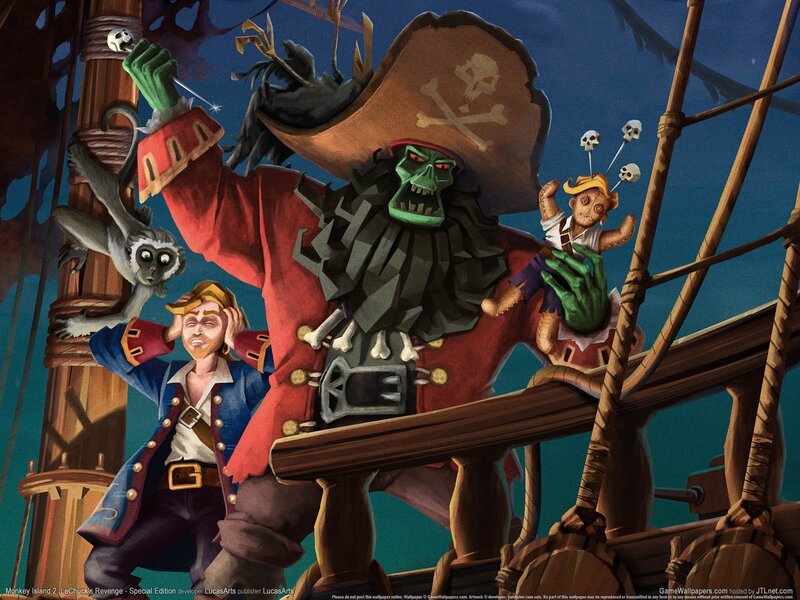 Pirate ship scene with monkey