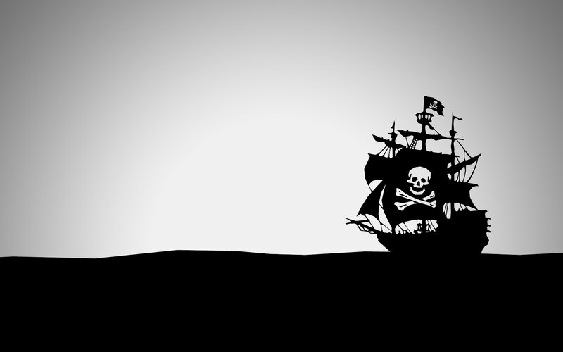 Pirate Ship Silhouette — Black, Dramatic, Vector Art, Skull and Crossbones