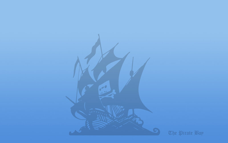 Pirate Ship Silhouette — Blue, Calm, Illustration