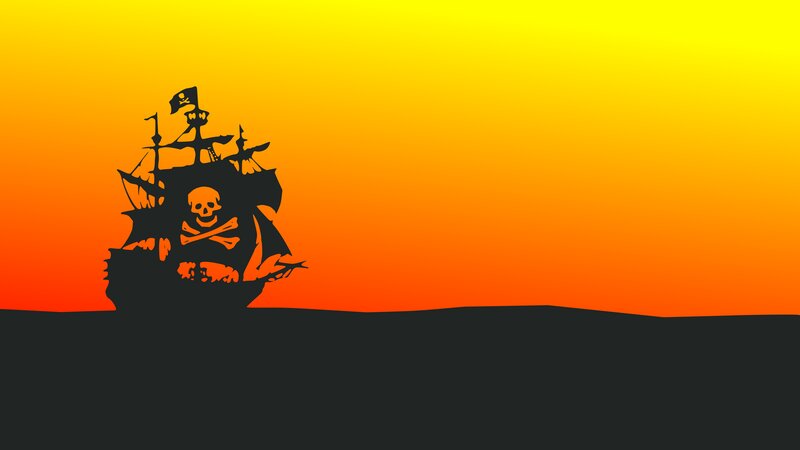 Pirate Ship Silhouette — Orange