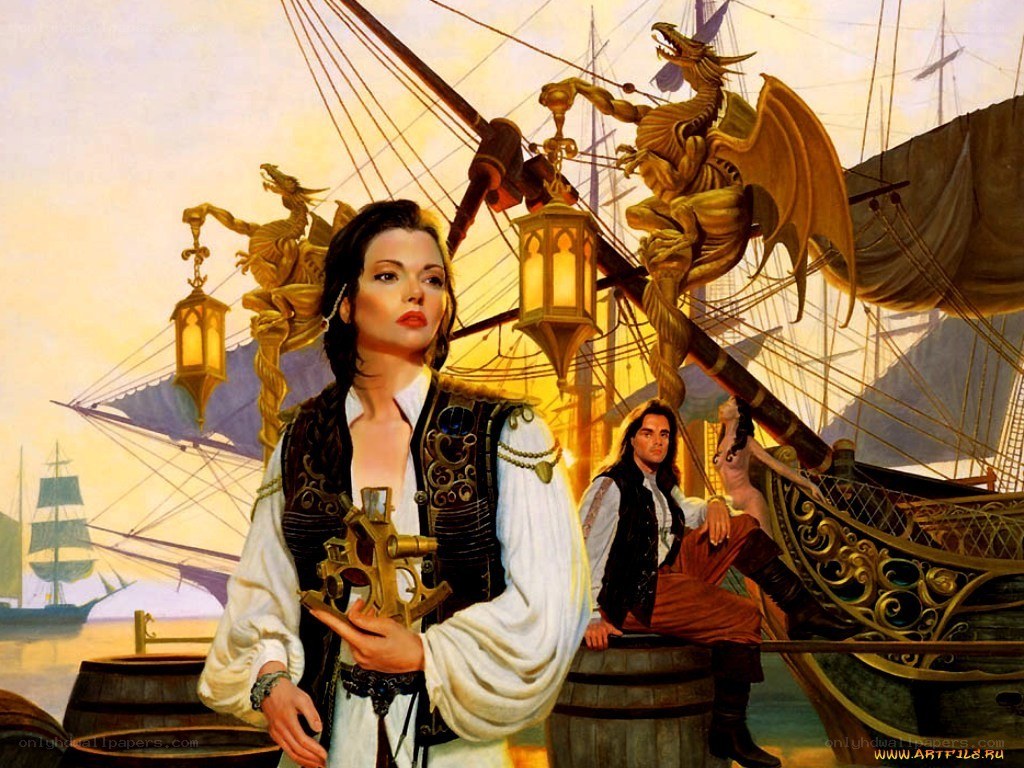 Pirate ship with dragon figures