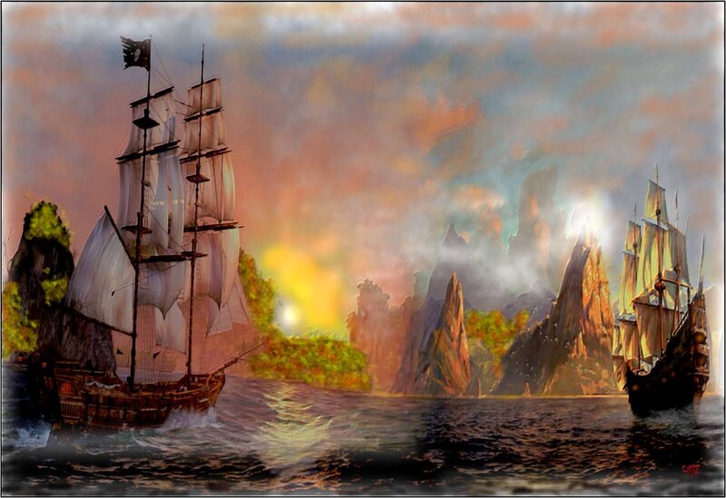 Pirate Ships in Bay
