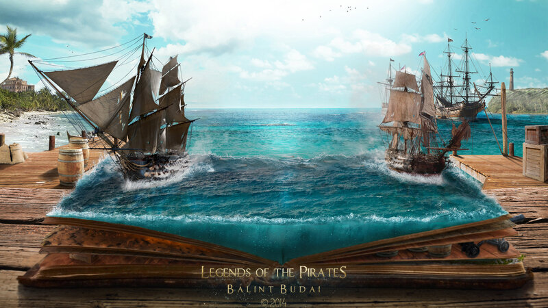 Pirate Ships in Book — Blue