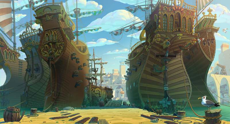 Pirate Ships in Harbor