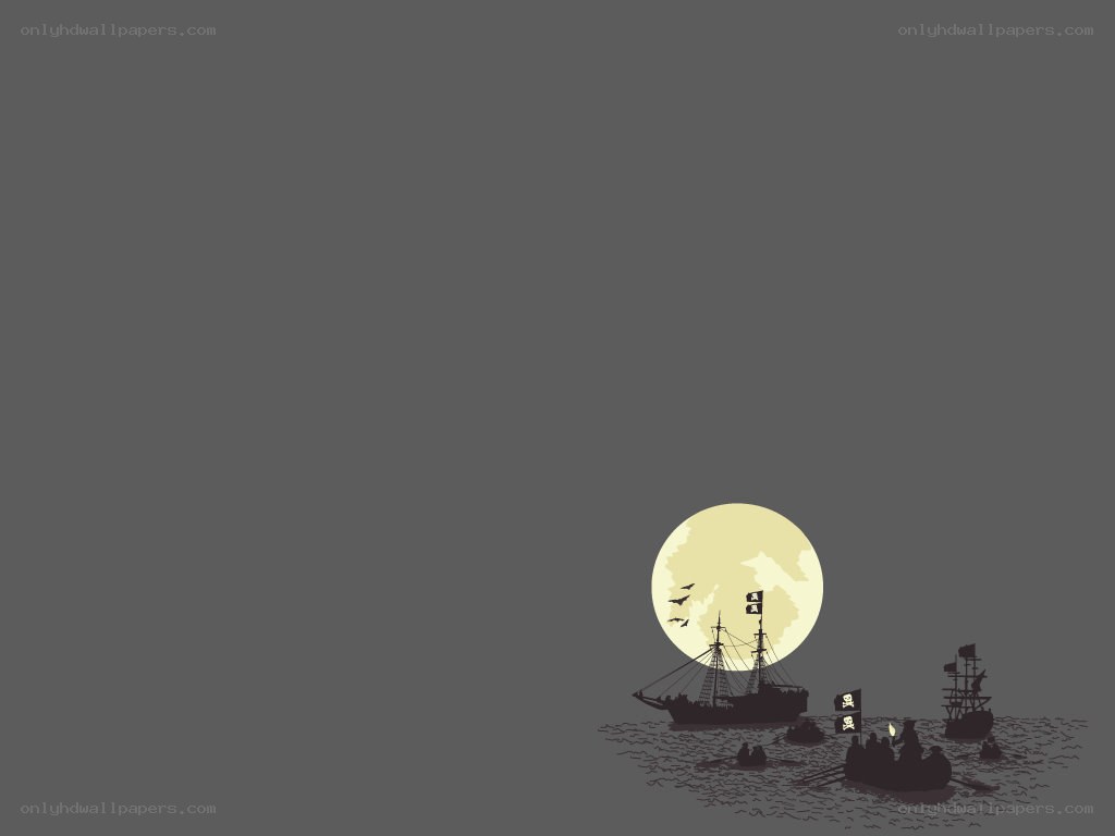 Pirate ships under moonlight