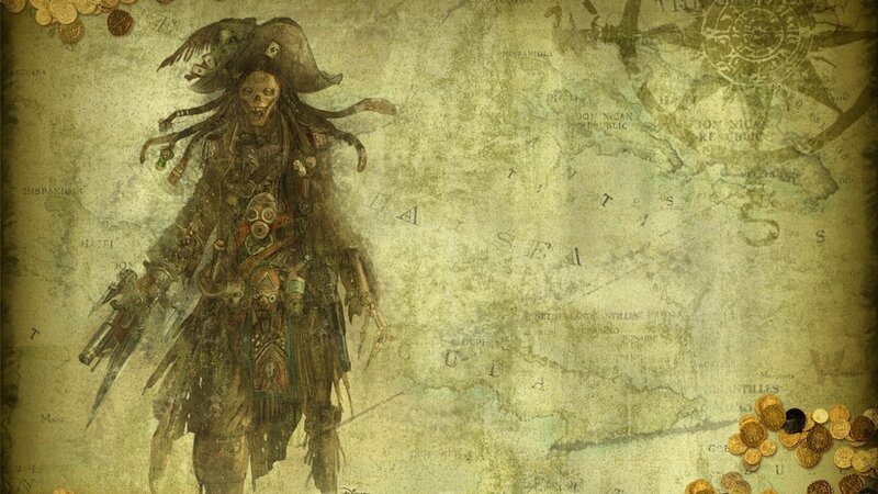 pirate skeleton on old map