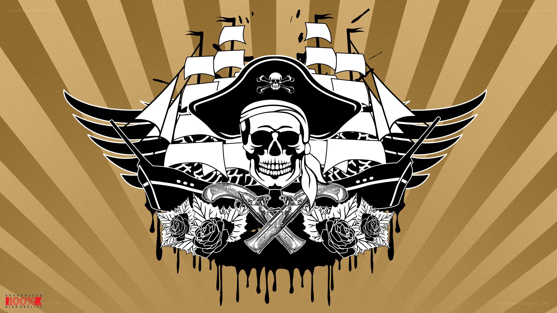 Pirate skull and ship design