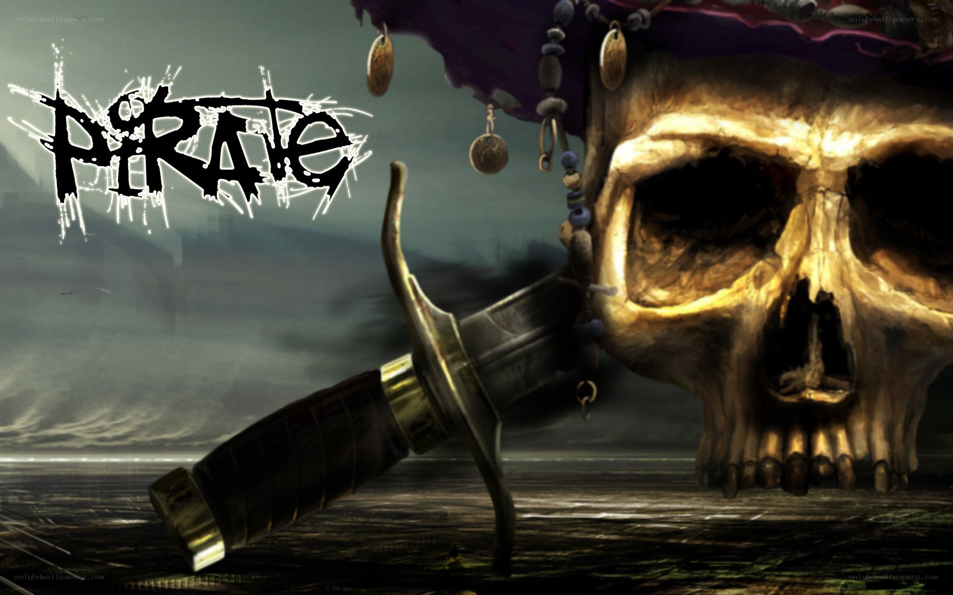 pirate skull and sword