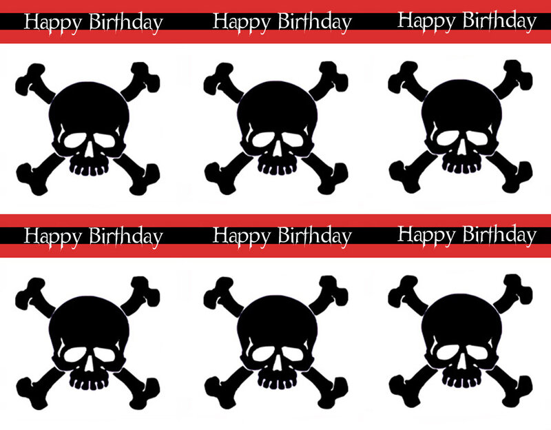 pirate skull birthday labels