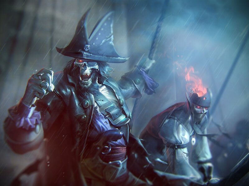 Pirate skull warriors in storm