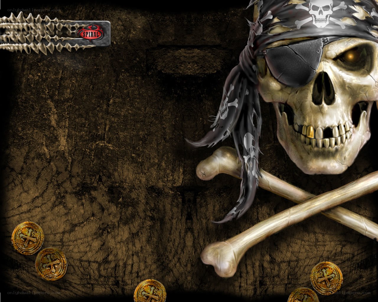 pirate skull with coins