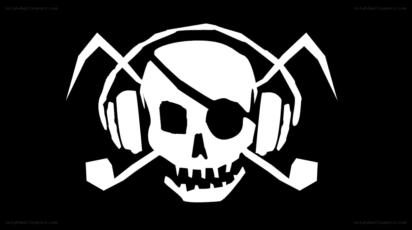 pirate skull with headphones
