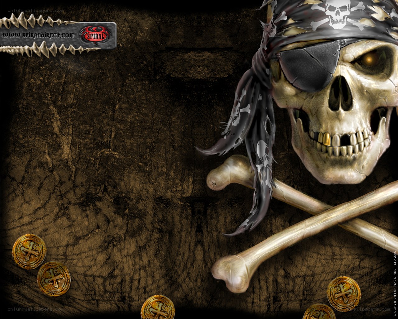 pirate skull with treasure