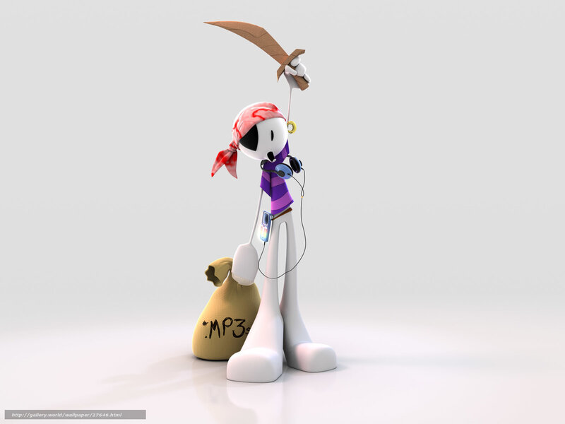 Pirate stick figure with MP3 player