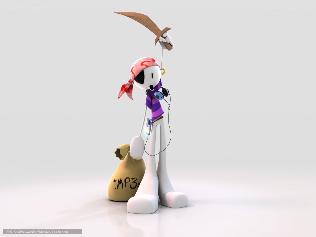 Pirate stick figure with MP3 player