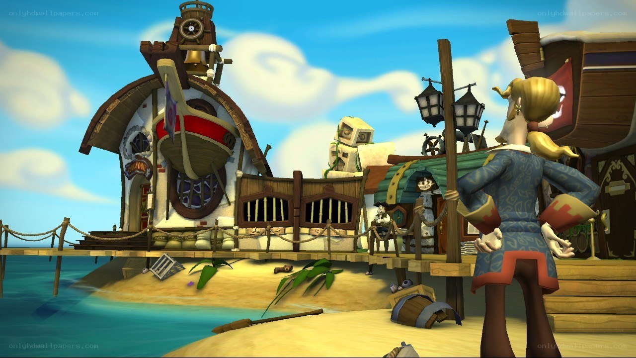 pirate-themed island scene