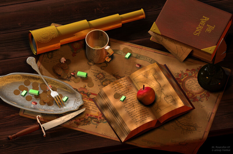 Pirate treasure and map