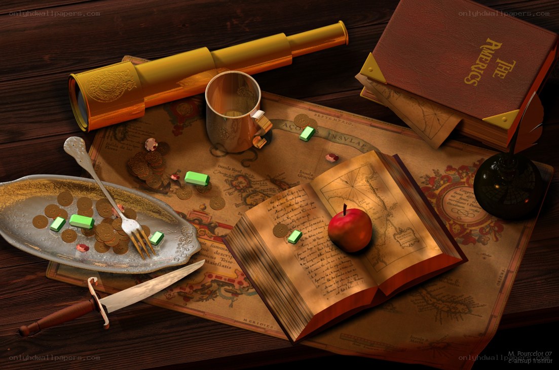 Pirate treasure and map