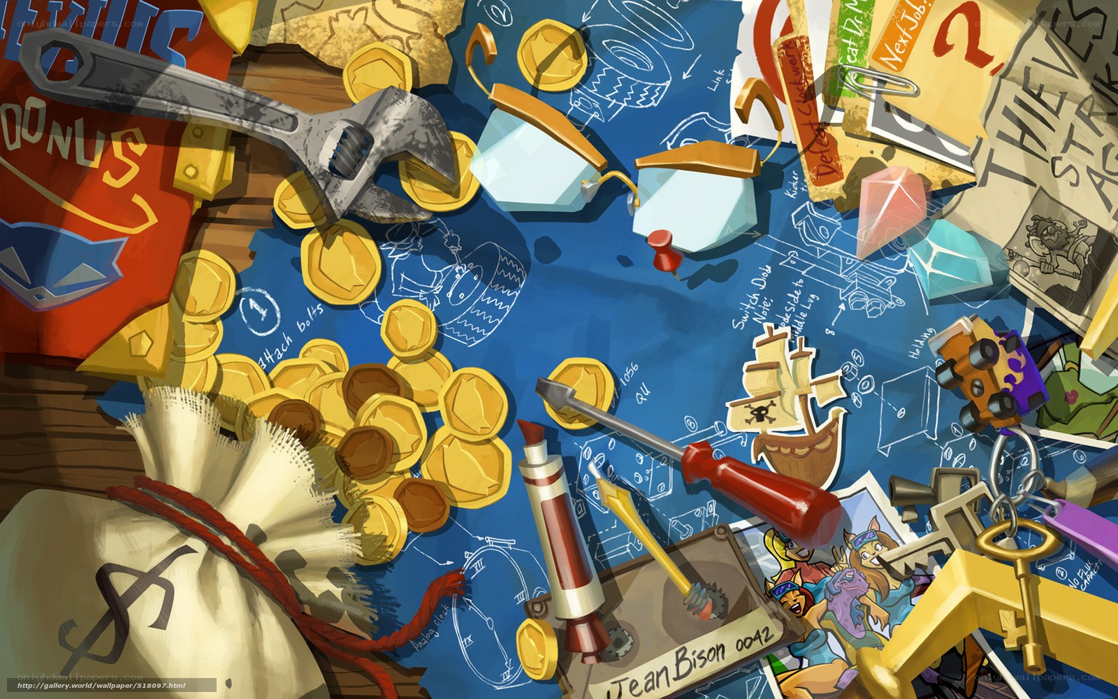 Pirate treasure and tools