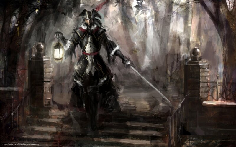 Pirate warrior in dark forest