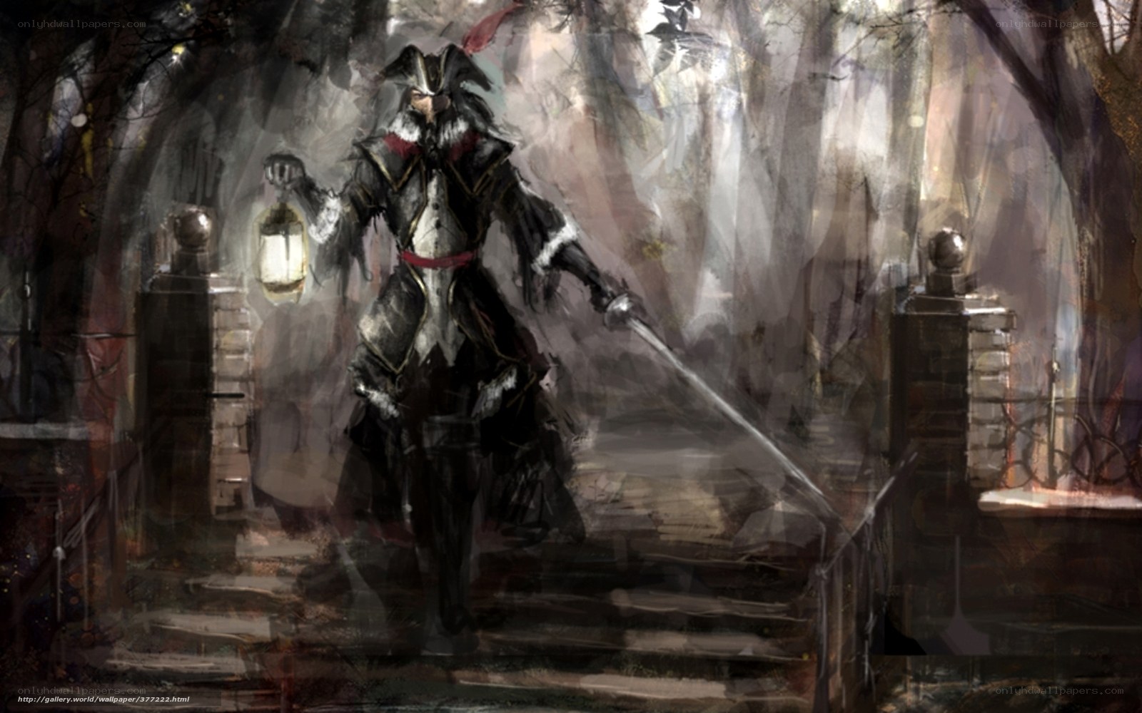Pirate warrior in dark forest