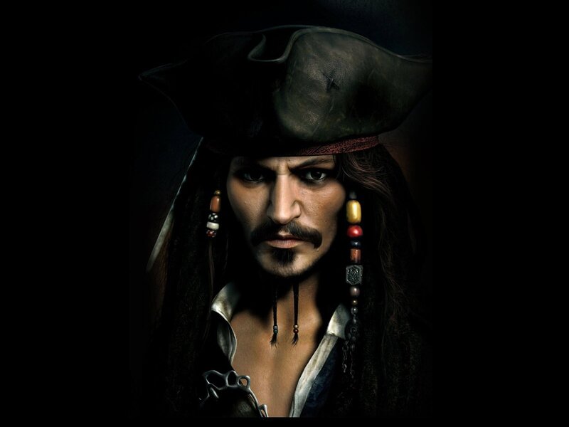 Pirate with Long Hair — Black, Dramatic