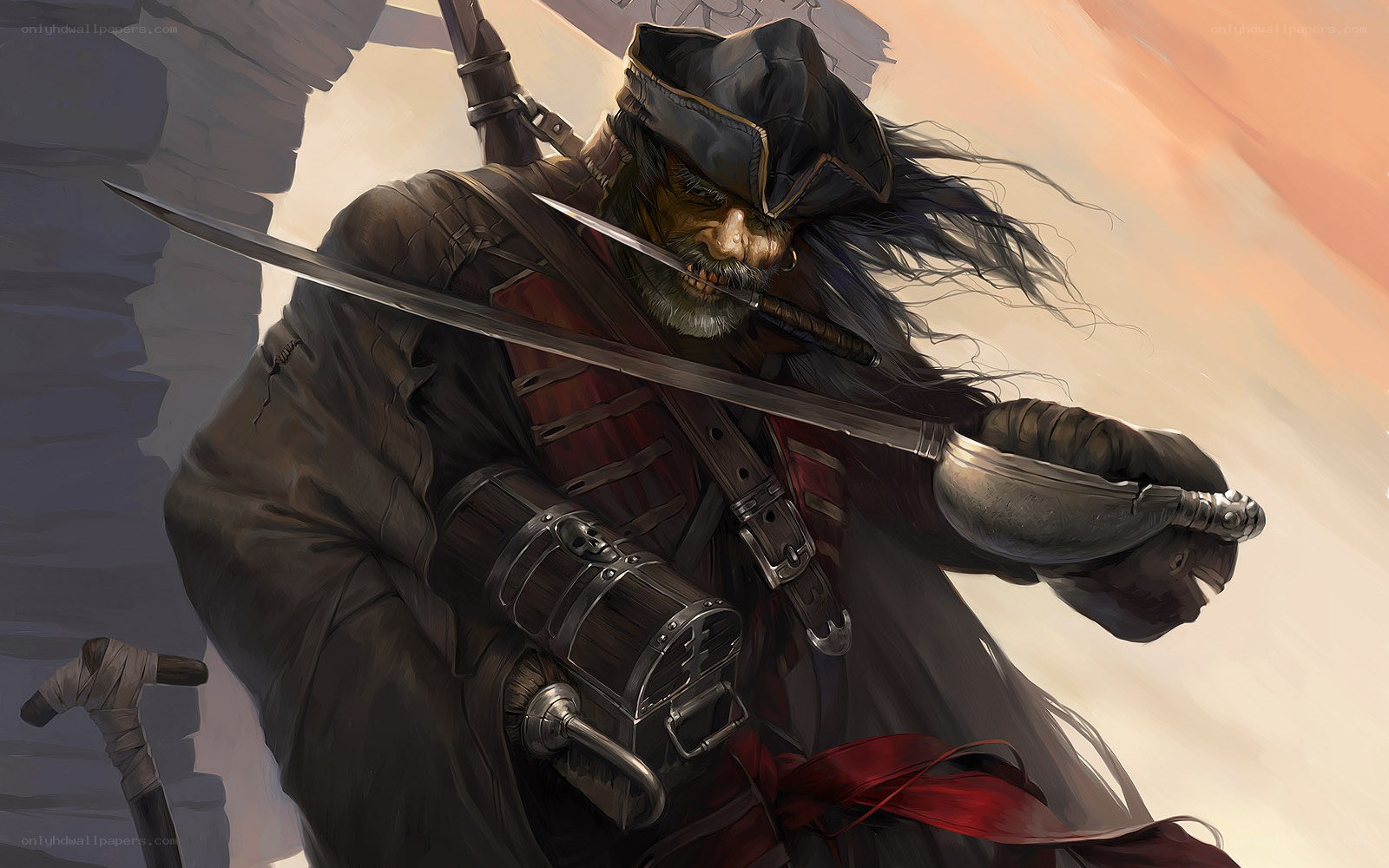 pirate with sword and hook