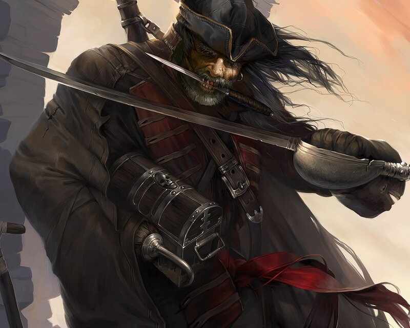 Pirate with Sword — Brown, Dramatic