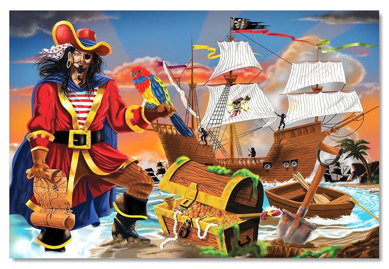 Pirate with Treasure Chest — Blue
