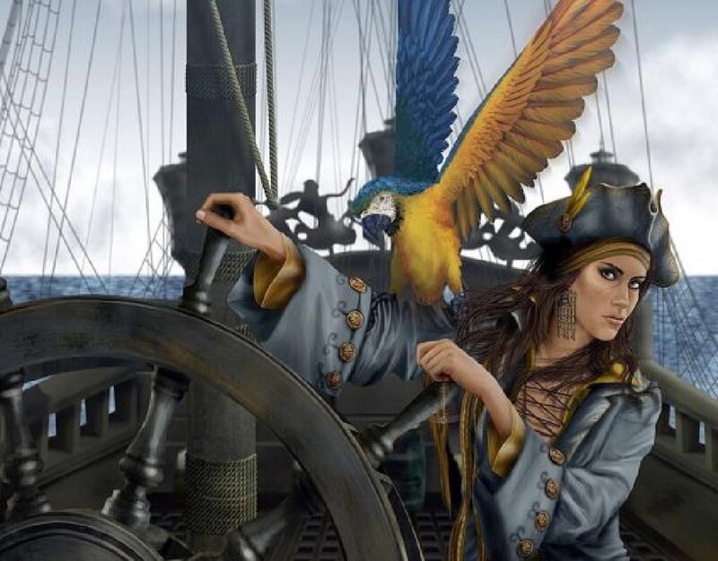 Pirate Woman at Helm