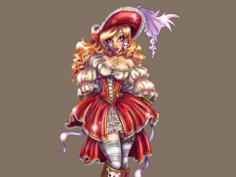 Pirate Woman Character — Red, Playful