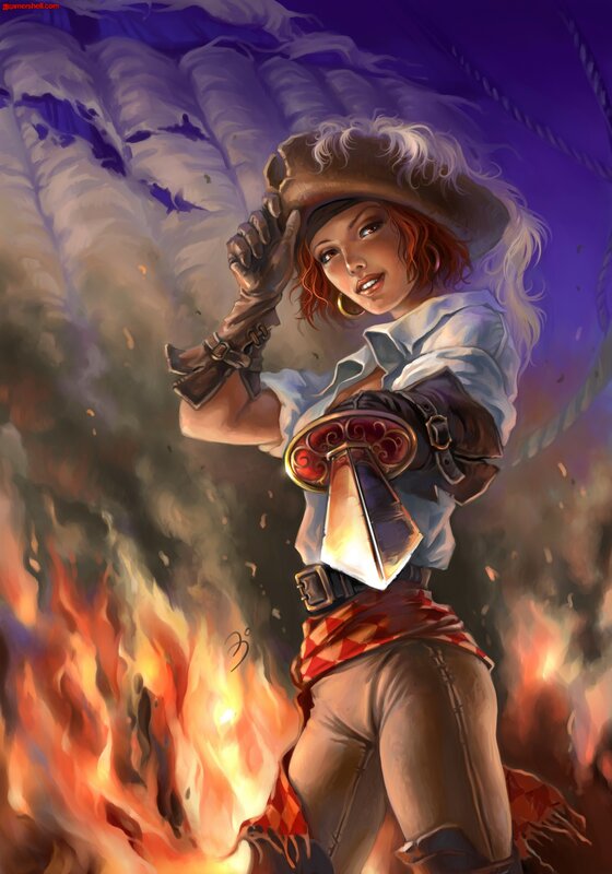 pirate woman in fire