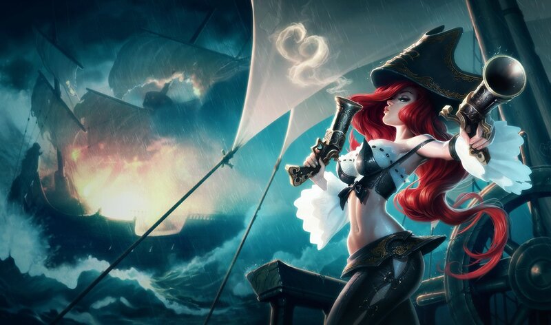 Pirate woman in storm