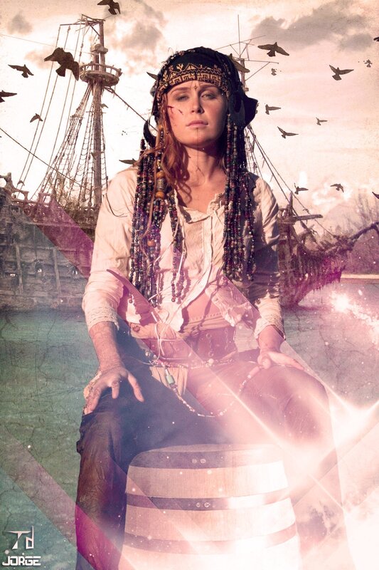 pirate woman on barrel