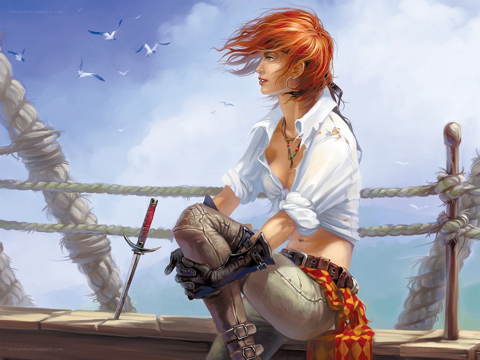 Pirate woman on deck