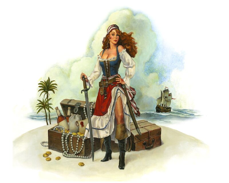 Pirate Woman on Island