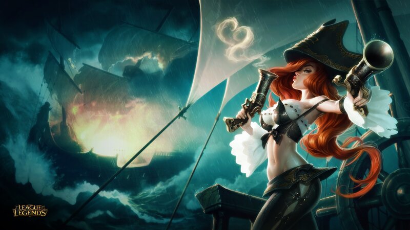 Pirate Woman on Ship — Blue, Dramatic, Night