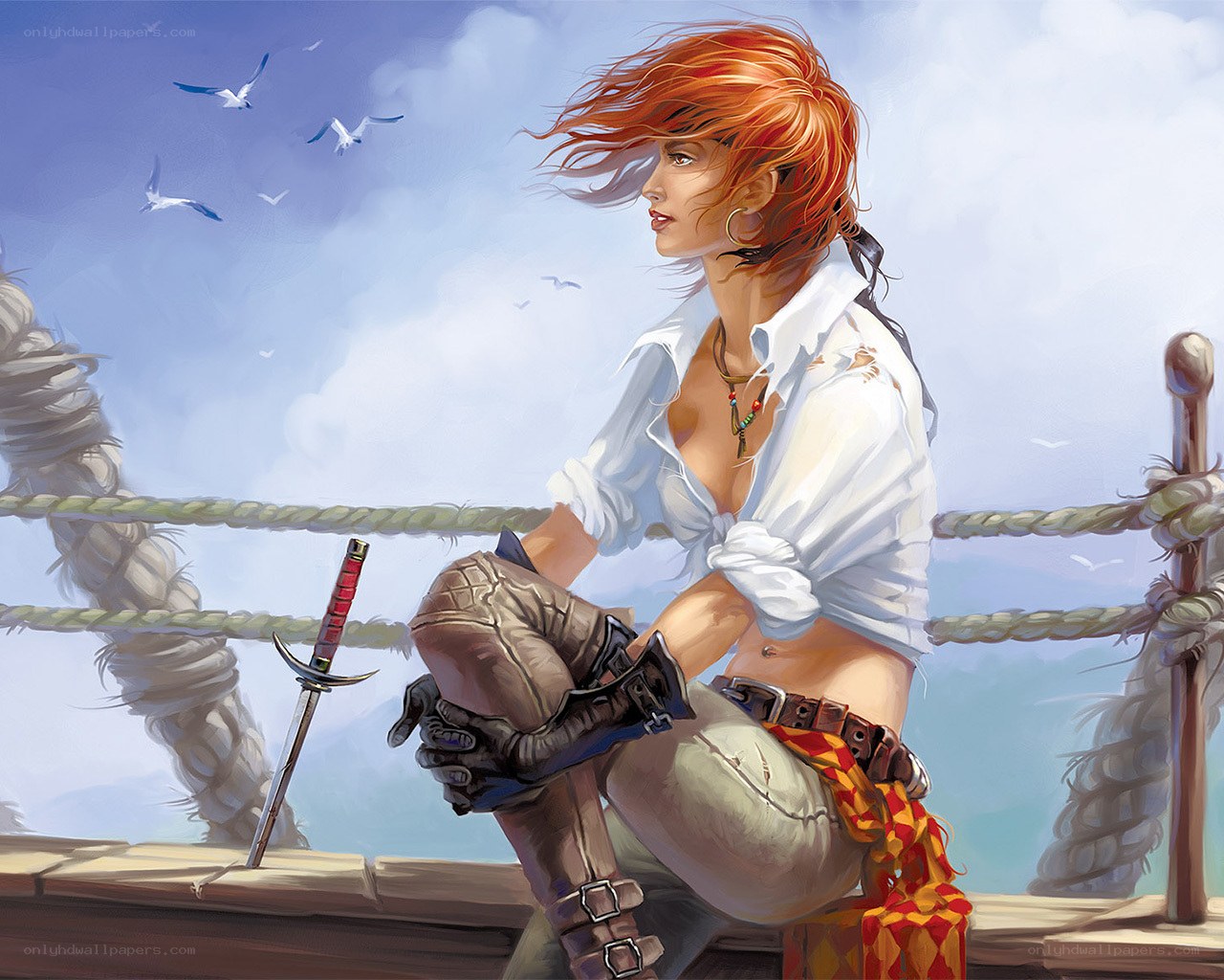 pirate woman on ship deck