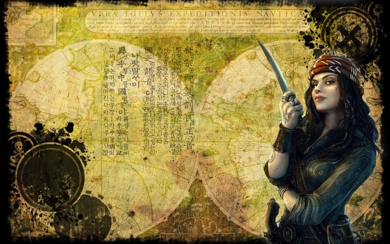 Pirate Woman with Knife — Brown