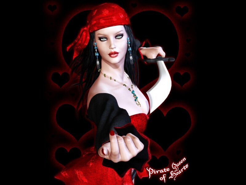 Pirate Woman with Knife — Red