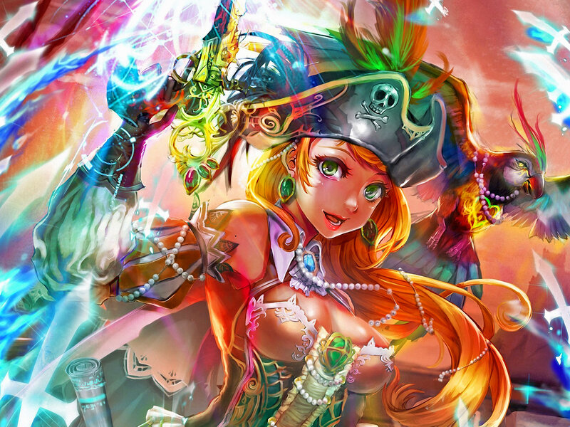 Pirate Woman with Parrot — Orange