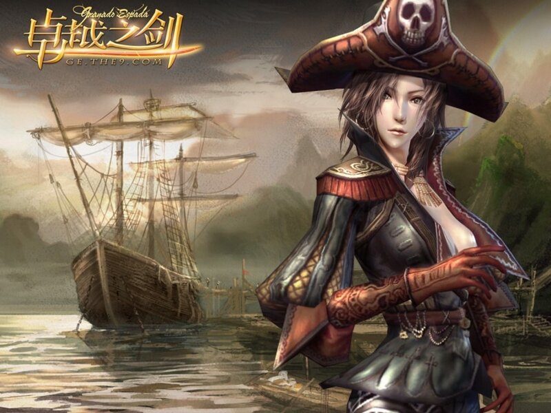 pirate woman with ship