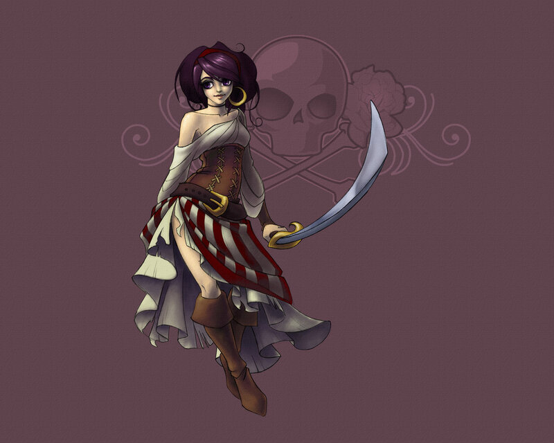 Pirate Woman with Sword — Purple, Dramatic
