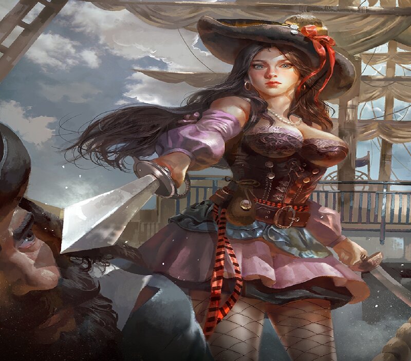 Pirate Woman with Sword — Purple