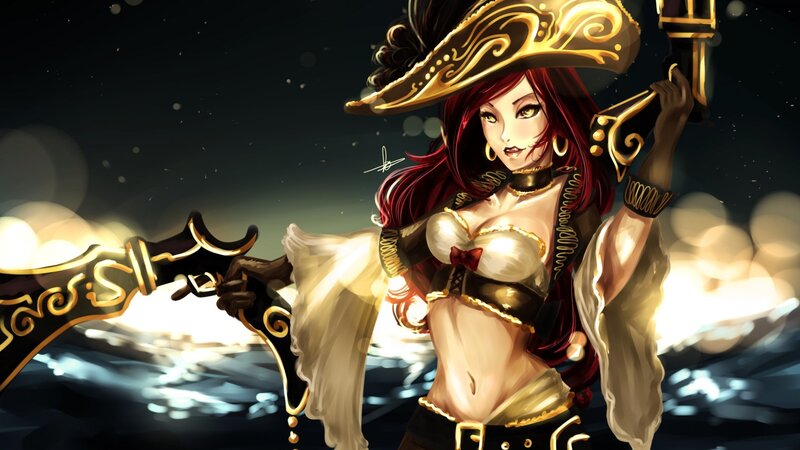 Pirate Woman with Sword — Red, Dramatic