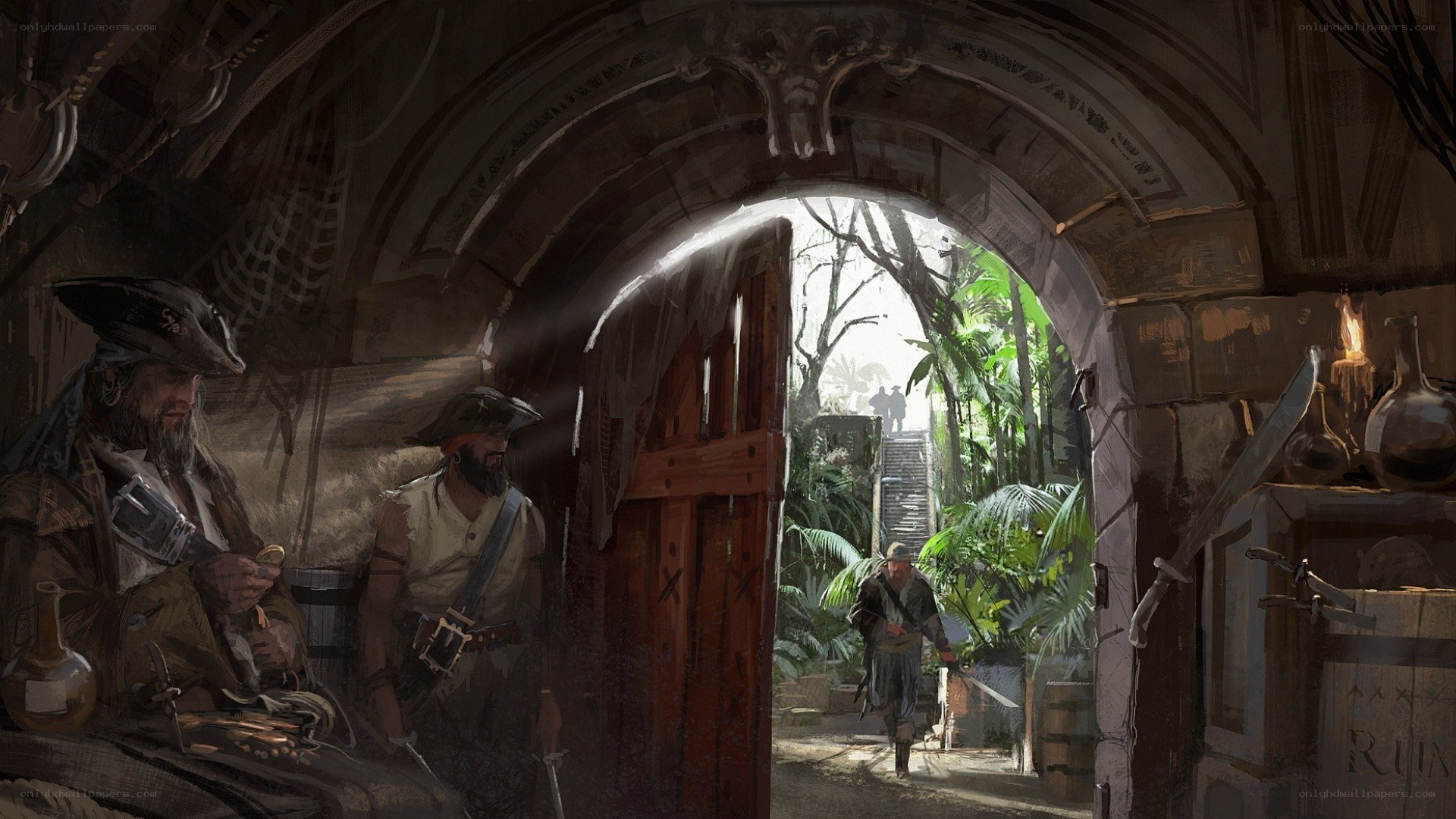 Pirates in a jungle outpost